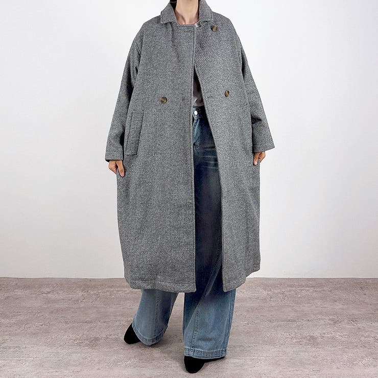 グレー | 【2026AW新作】ウール混テーラードコート | CLOTHY