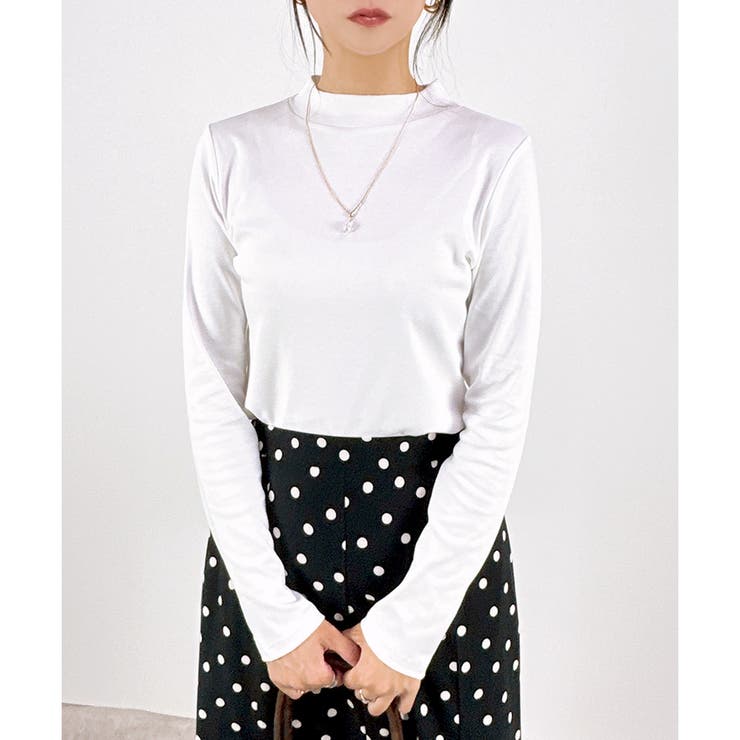 コットン100％】長袖プチハイネックTシャツ[品番：LOSW0000473