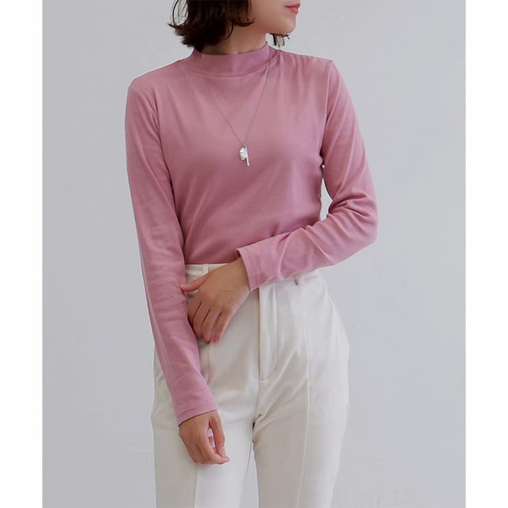 コットン100％】長袖プチハイネックTシャツ[品番：LOSW0000473