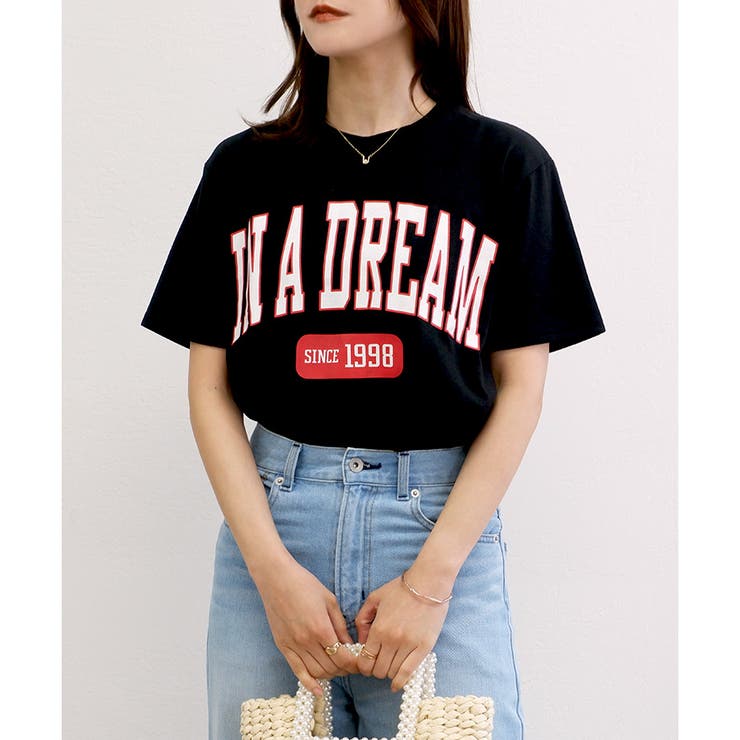 ブラック(DREAM) | ■残りわずか■男女兼用カレッジロゴTシャツ(ユニセックス) | CLOTHY