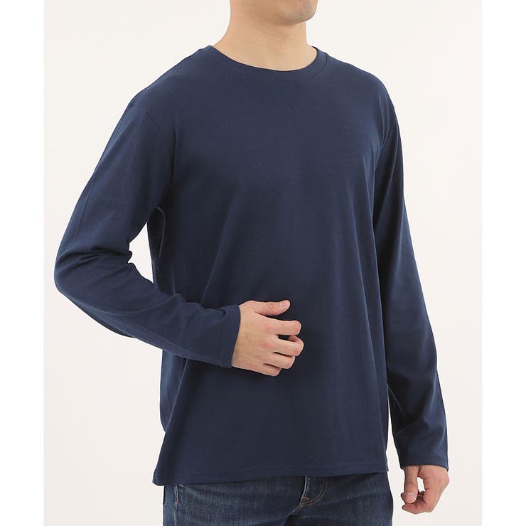ネイビー | 【2026SS新作】メンズ綿混無地ロンＴ | CLOTHY