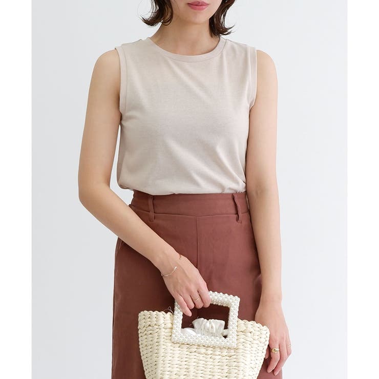 ベージュ | 【TC天竺】ラウンドへムタンクトップ | CLOTHY