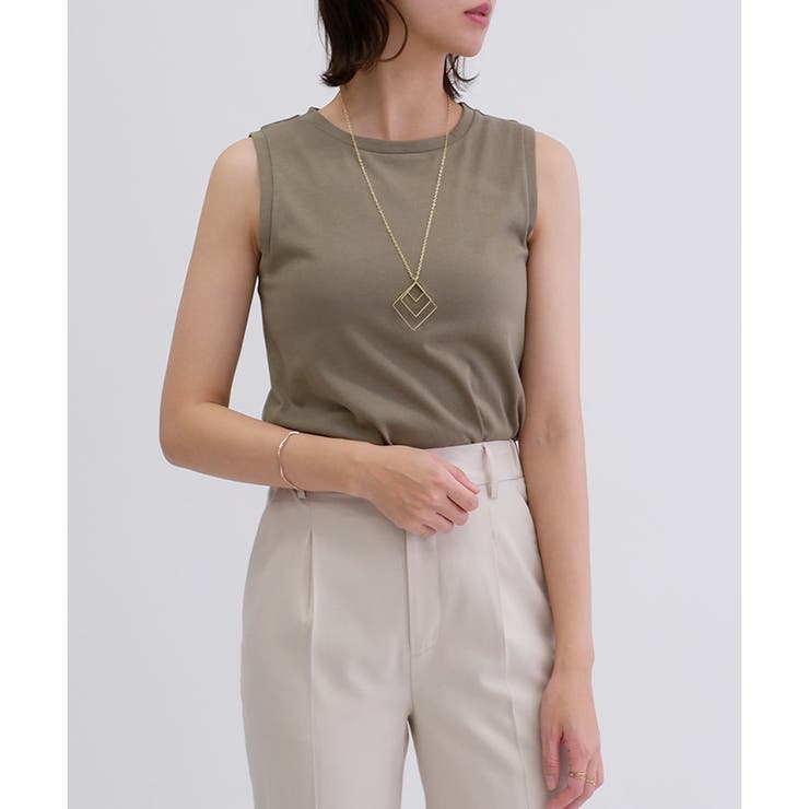 アッシュカーキ | 【TC天竺】ラウンドへムタンクトップ | CLOTHY