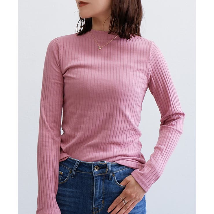 ローズ | 【ワイドリブ】プチハイネックロンT | CLOTHY