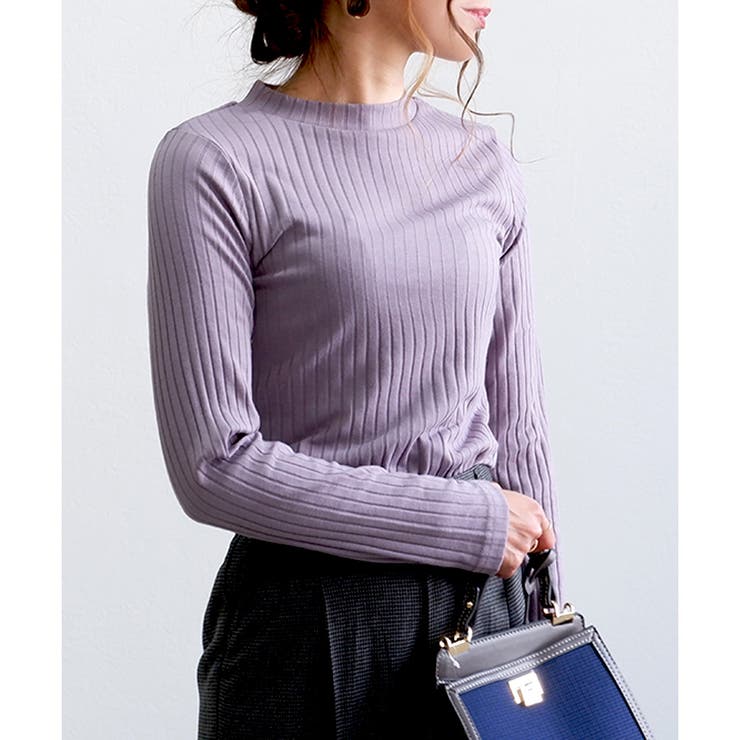 ライトパープル | 【ワイドリブ】プチハイネックロンT | CLOTHY