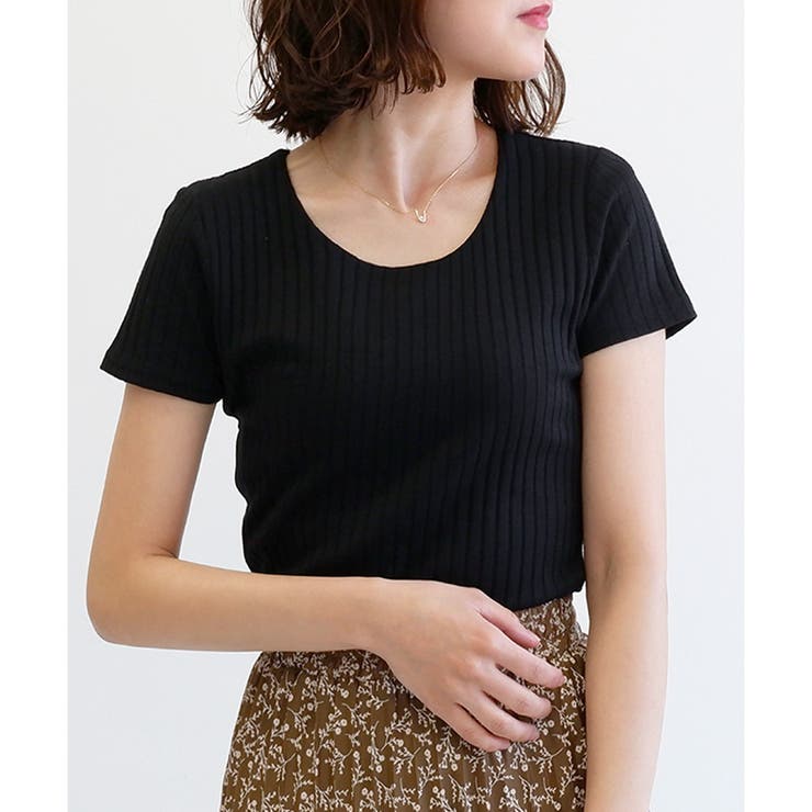 ワイドリブ】半袖クルーネックシームレスTシャツ[品番