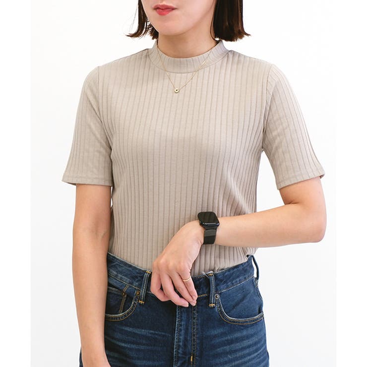 【PHOEBE PHILO】ハイネック ワイドスリーブ Tシャツ 高身長 5分袖ワイドリブプチハイネックTシャツ （トールサイズ