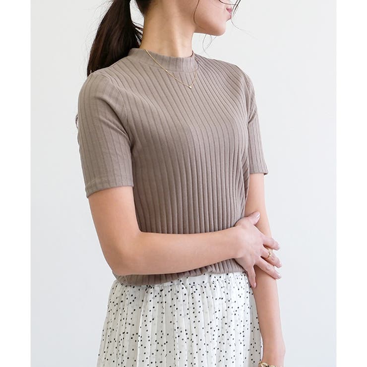 【PHOEBE PHILO】ハイネック ワイドスリーブ Tシャツ 高身長 5分袖ワイドリブプチハイネックTシャツ （トールサイズ
