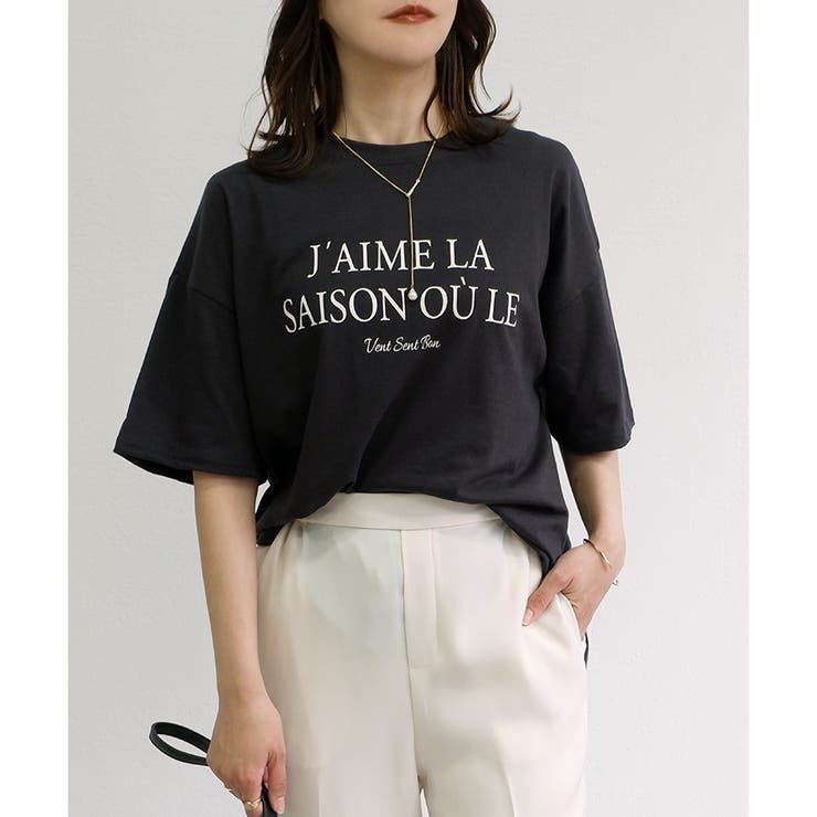 tシャツ 「洗える」コットンプレーティング天竺カーブスリーブカットソー レディース TC天竺】シンプルロゴ裾カーブTシャツ[品番：LOSW0008883