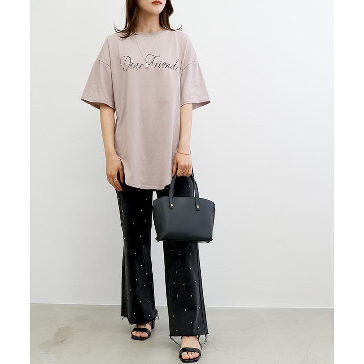 TC天竺】シンプルロゴ裾カーブTシャツ[品番：LOSW0008883