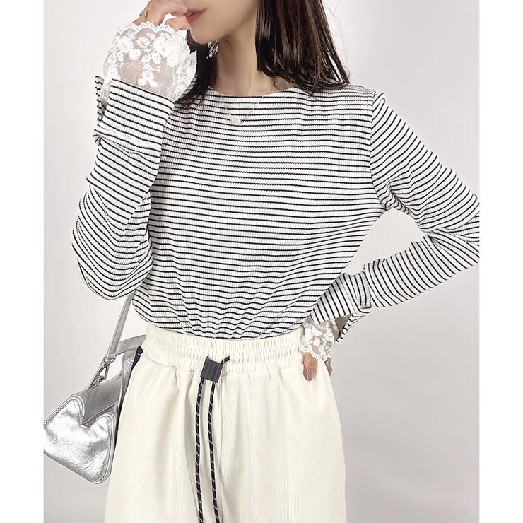 【2025AW新作】テレコ長袖レース使いTシャツ | CLOTHY | 詳細画像21 