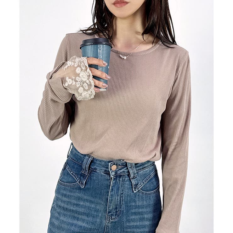 【2025AW新作】テレコ長袖レース使いTシャツ | CLOTHY | 詳細画像8 