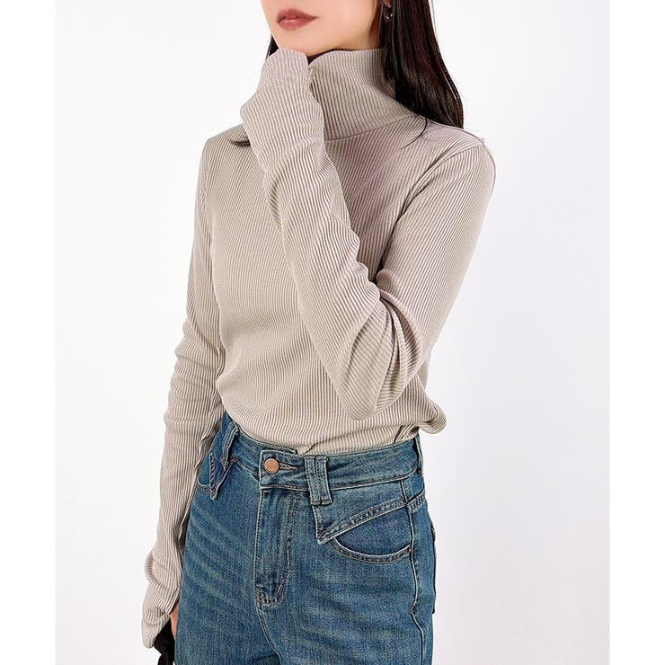 【2025AW新作】テレコ長袖サムホール付きタートルネックTシャツ | CLOTHY | 詳細画像43 