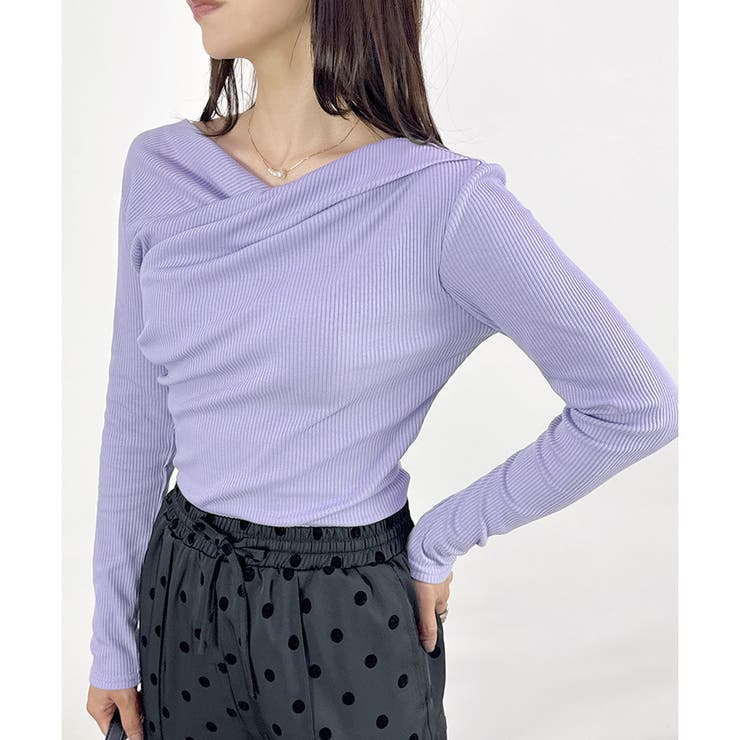 ライラック | 【2025AW新作】テレコ長袖カシュクールTシャツ | CLOTHY