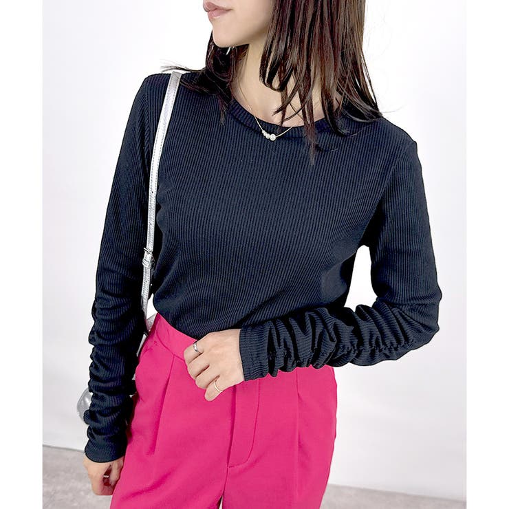 ブラック | 【2025AW新作】テレコ長袖シャーリングTシャツ | CLOTHY