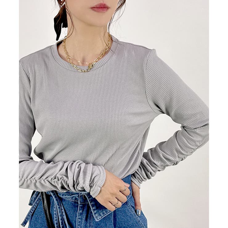 グレー | 【2025AW新作】テレコ長袖シャーリングTシャツ | CLOTHY