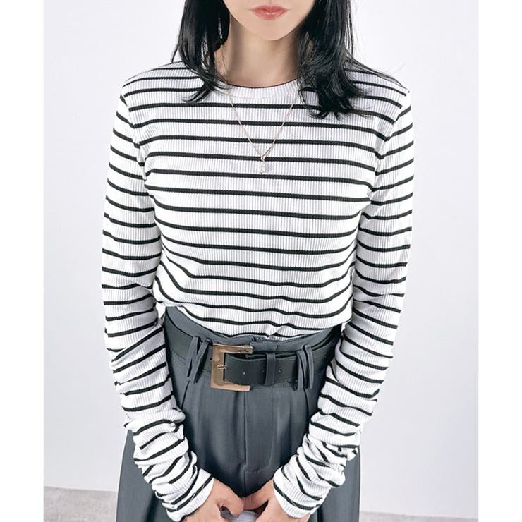 ボーダー | 【2025AW新作】テレコ長袖シャーリングTシャツ | CLOTHY