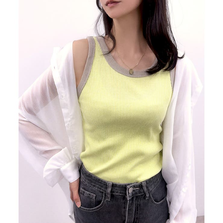 【2026SS新作】テレコバイカラータンクトップ | CLOTHY | 詳細画像3 