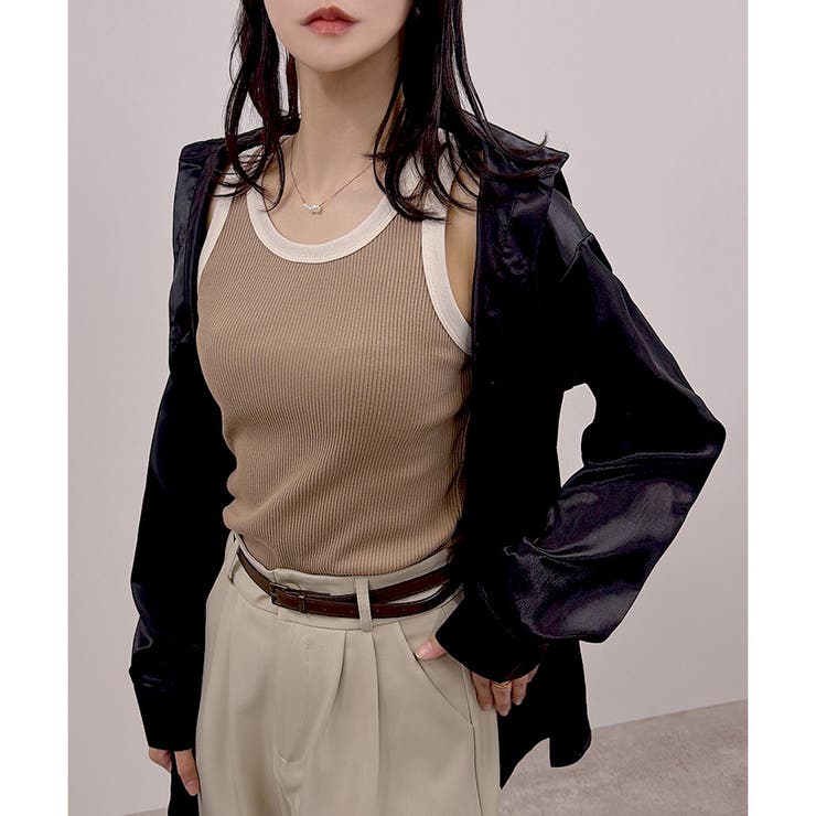 【2026SS新作】テレコバイカラータンクトップ | CLOTHY | 詳細画像6 