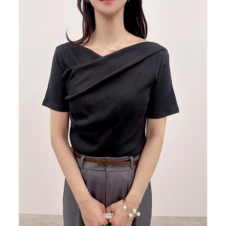 ブラック | 【2026SS新作】テレコカシュクール半袖T | CLOTHY