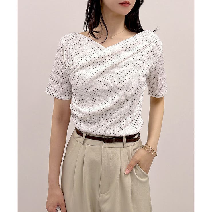 ドット柄(ホワイト系) | 【2026SS新作】テレコカシュクール半袖T | CLOTHY