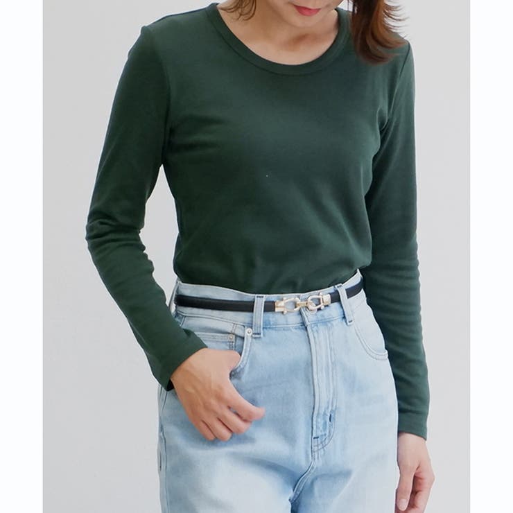 ダークグリーン | 【スムース】長袖クルーネックTシャツ | CLOTHY