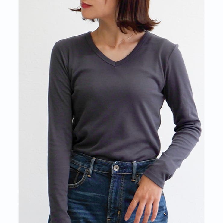 ロンT メンズ 長袖Tシャツ Vネック チェック柄 モザイクチェック