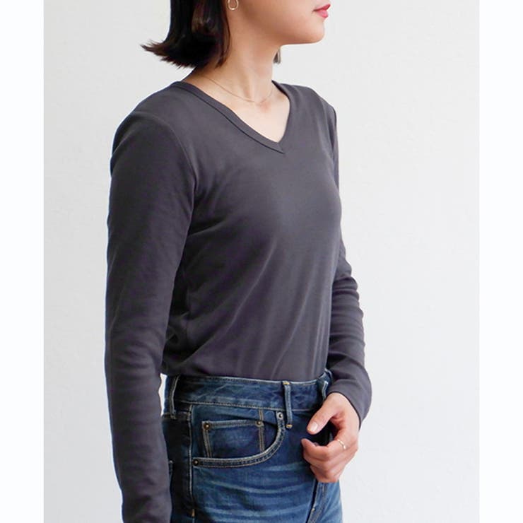 スムース】長袖VネックTシャツ[品番：LOSW0000104]｜CLOTHY