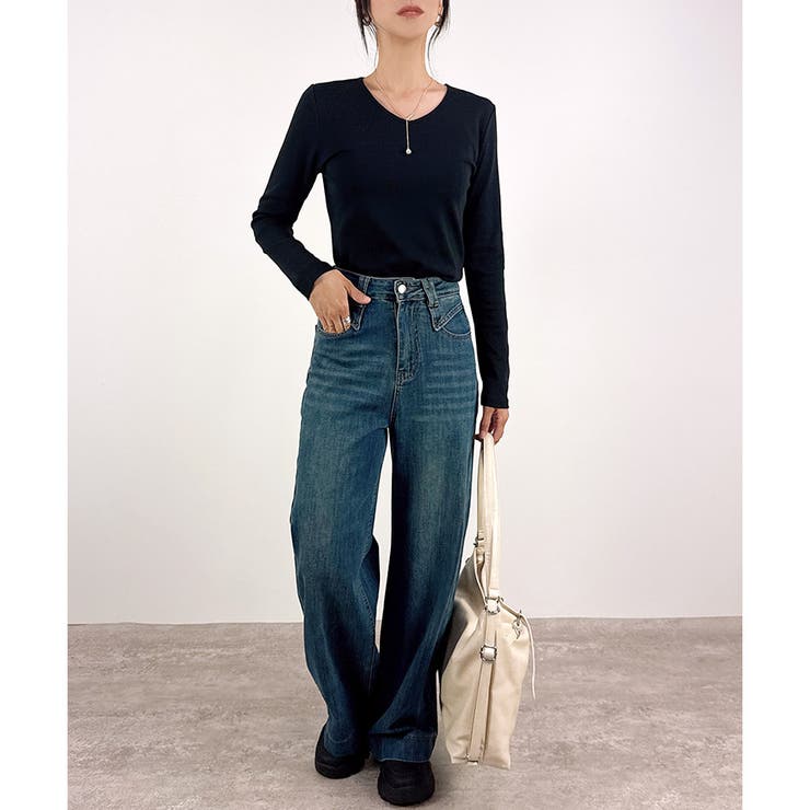 【コットン100％】長袖VネックTシャツ | CLOTHY | 詳細画像4 