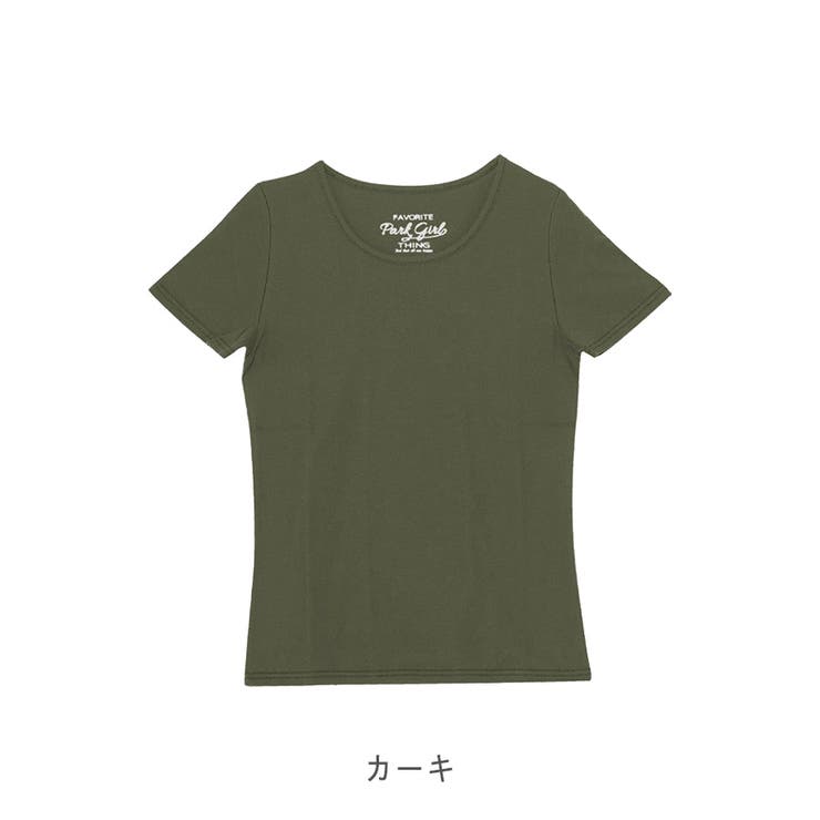 INSCRIRE クルーネックTシャツ　カーキ　新品未使用 コットン100％】半袖クルーネックTシャツ[品番：LOSW0000124