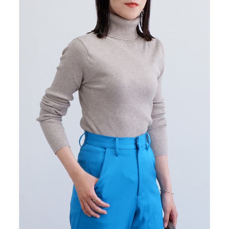 グレージュ | ■残りわずか■タートルネックリブニット | CLOTHY