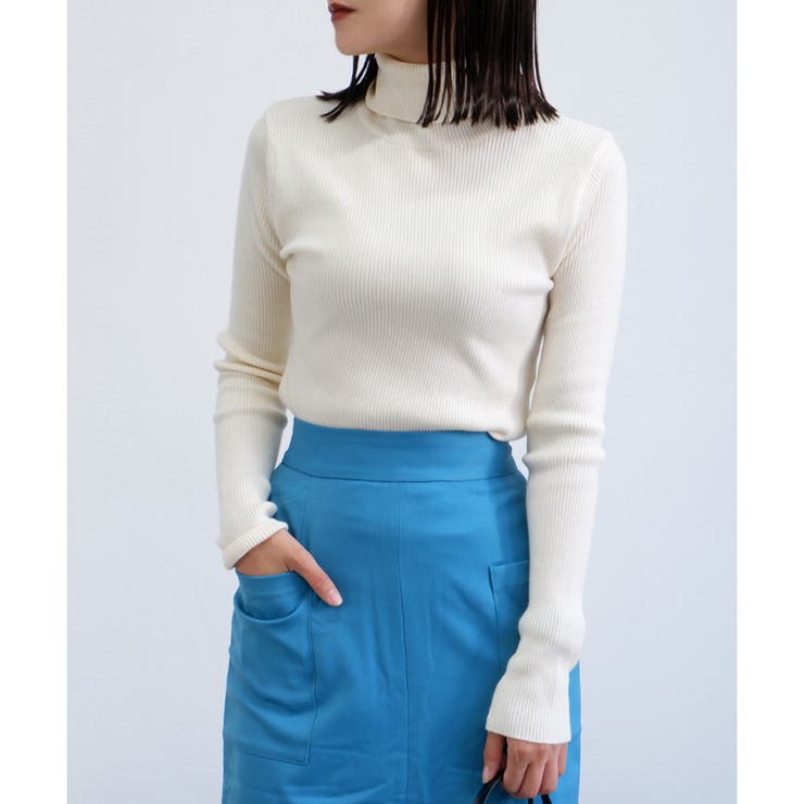 アイボリー | ■残りわずか■タートルネックリブニット | CLOTHY