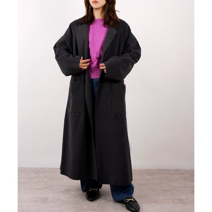 ブラック | 【アウトレット】ダブルフェイスエアリーコート | CLOTHY