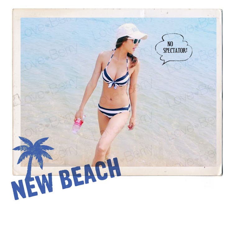 水着 レディース 大きめボーダー柄がかわいいサロペット付きビキニ3点セット 品番 Zi Love Berry ラブベリー のレディースファッション通販 Shoplist ショップリスト