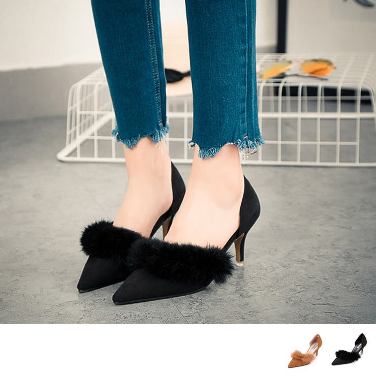 【みるきー】プードルファーベルトパンプス ファーパンプス パンプス シューズ[品番：ZI000001119]｜IRADOWL