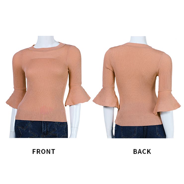 フレアスリーブトップス ベルスリーブトップス トップス[品番