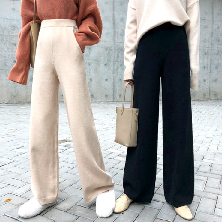ワイドパンツ レディース ニットワイドパンツ[品番：ZI000003264