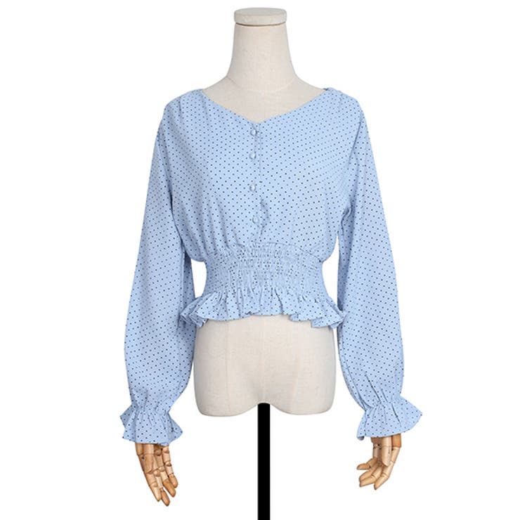 ドット柄ペプラムトップス トップス レディース[品番：ZI000003318