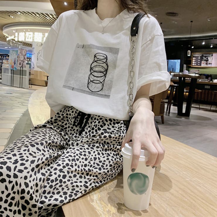ハグオーワー⭐︎レオパード柄ゴムパンツ レオパード柄 ワイドパンツ レディース リラックスパンツ