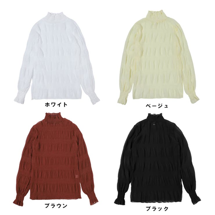 裾フリルシフォンブラウンス トップス ブラウス[品番