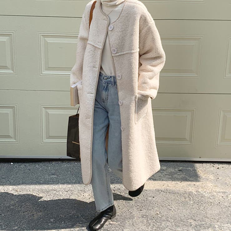 ボアデザインロングコート アウター ロングコート[品番：ZI000003583