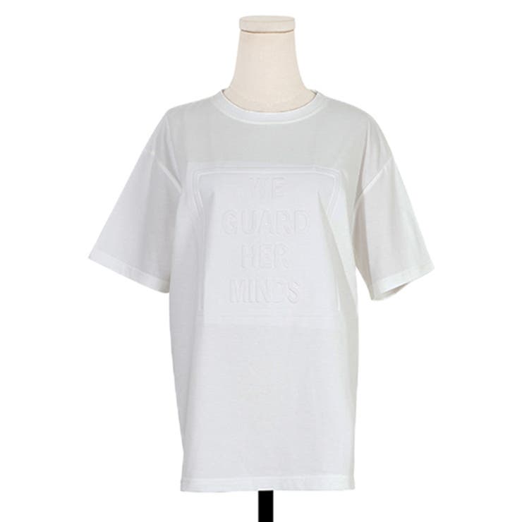 エンボス加工ロゴTシャツ トップス Tシャツ[品番：ZI000003665