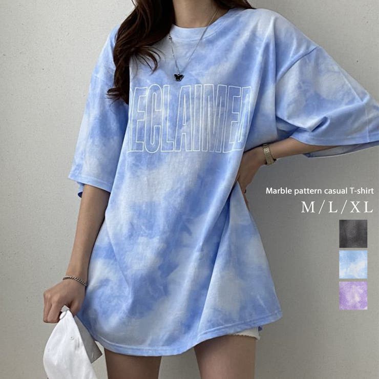 マーブル模様ロゴtシャツ カジュアル 韓国ファッション 品番 Zi Iradowl アイラドール のレディースファッション通販 Shoplist ショップリスト