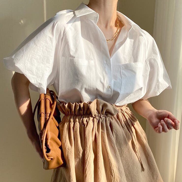 ★夏物セール‼︎★ 美品☆Drawer 半袖バルーンスリーブシャツ 36 sa_youuさん着用】バルーンスリーブトップス