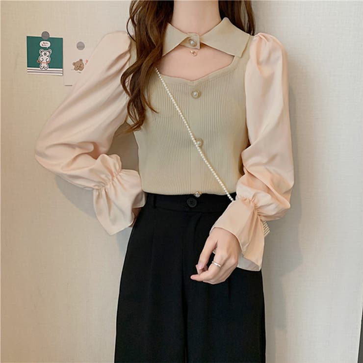 トップス デコルテオープン フロントオープン[品番：ZI000008469