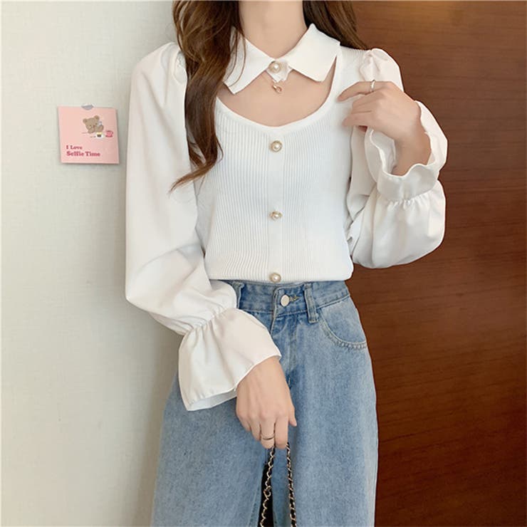 美品⭐︎テラウェア上⭐︎L⭐︎オープンネック L】オーガニックコットンパイル クルーネックプルオーバー