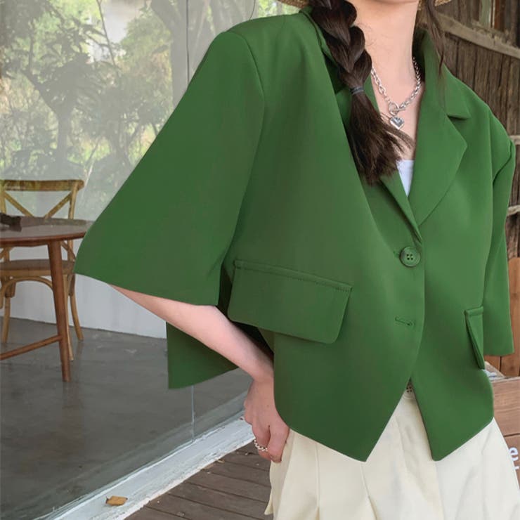 美品❣️前たてフリルが素敵❤️サマージャケット 値下げ】ジャケット レディース 夏 テーラードジャケット 7分袖