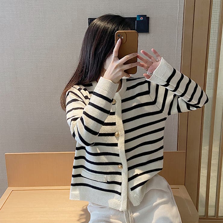 カーディガン トップス ボーダー柄 | IRADOWL | 詳細画像3 