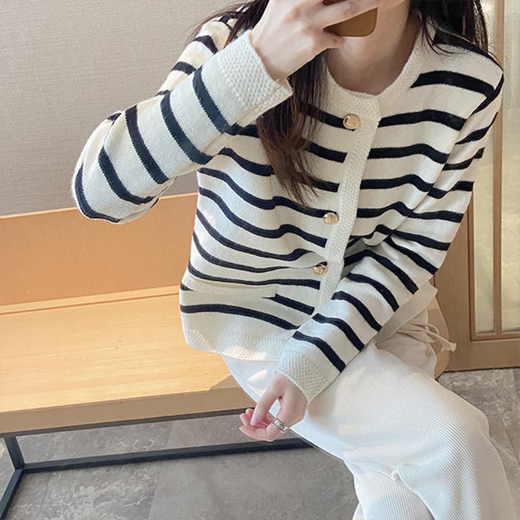 カーディガン トップス ボーダー柄 | IRADOWL | 詳細画像5 