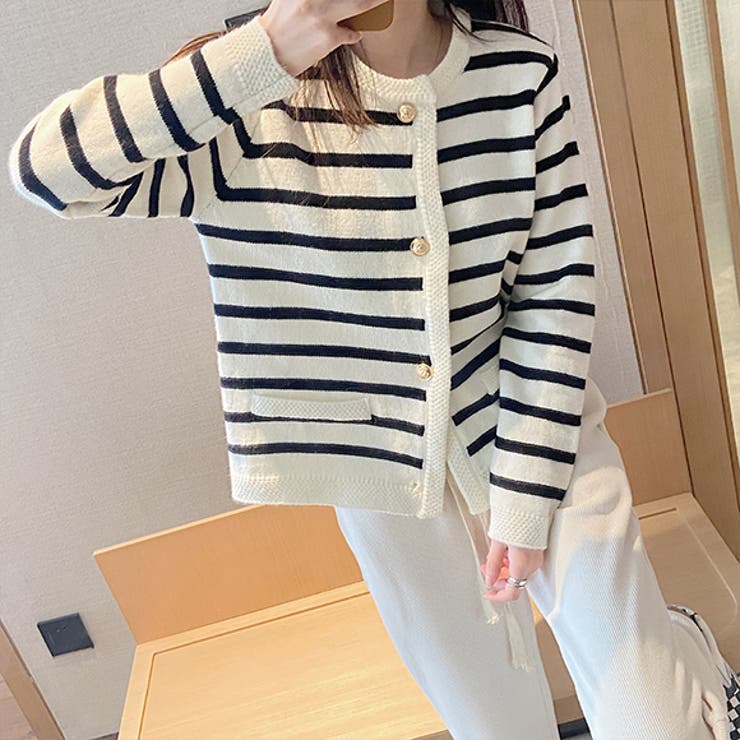 カーディガン トップス ボーダー柄 | IRADOWL | 詳細画像6 